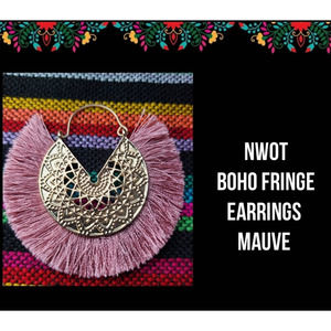 NWOT | BOHO FRINGE EARRINGS | MAUVE